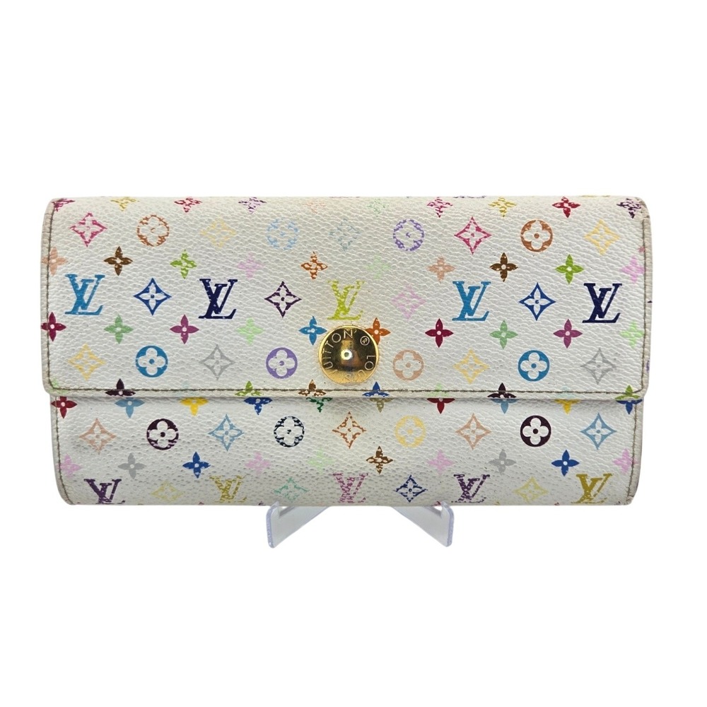 Louis Vuitton Sarah Wallet Monogram Murakami White Pink Canvas